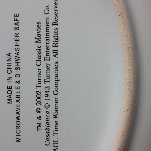 Casablanca Pottery Barn 8" Collector Plate Movie Poster Image on Plate - Picture 7 of 9